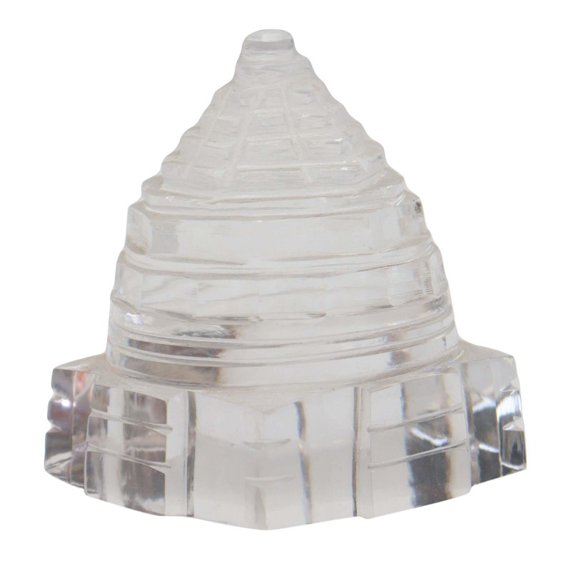 Crystal Shree Yantra Height 3 Inch Sphatic Stone Weight 320-360Gram 350Gram
