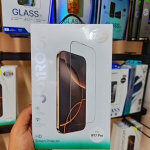 JOYROOM HD Screen Protector for iPhone 17 Pro: Optical Clarity and Material ScienceAt its core, the JOYROOM HD Screen Protector for iPhone 17 Pro is built using high-transparency tempered glass that undergoes a rigorous ion-exchange strengthening process. This results in a material that is not only harder but also more flexible under impact. 99.9% Light Transmission: The "HD" designation refers to the optical-grade glass that matches the refractive index of the iPhone 17 Pro's own screen. This ensures that colors remain vibrant and blacks stay deep, with zero "rainbowing" or pixel distortion.9H Diamond-Level Hardness: Rated at the highest level on the pencil hardness scale, this glass can withstand direct contact with steel blades, keys, and sand. It effectively neutralizes the risk of micro-abrasions that usually accumulate over months of pocket wear. High-Aluminum Silicon Glass: Unlike standard soda-lime glass, the high-aluminum composition provides superior edge strength. This prevents the common "chipping" at the borders of the screen protector when the phone is bumped against hard surfaces.AR Anti-Reflection Coating: To combat outdoor glare, Joyroom has applied an advanced anti-reflection (AR) layer that reduces specular reflection, making the screen significantly more readable under direct sunlight compared to unprotected glass. JOYROOM HD Screen Protector for iPhone 17 Pro: Advanced Surface EngineeringThe user experience of the JOYROOM HD Screen Protector for iPhone 17 Pro is defined by its specialized surface treatments, designed to mimic the "naked" feel of the original Apple display.Vacuum-Plated Oleophobic Coating: The surface features a high-density oil-repellent layer that is vacuum-plated rather than sprayed. This coating is rated to survive over 10,000 wipes, effectively resisting fingerprints, makeup, and skin oils for over 180 days. Hydrophobic Properties: Water droplets bead up and roll off the surface effortlessly, ensuring that moisture doesn't interfere with touch accuracy during light rain or humid conditions. Super-Smooth Touch Response: The friction coefficient of the glass is calibrated to match the original screen. This provides a "lag-free" experience for high-stakes mobile gaming and fluid scrolling through the iOS interface.Electrostatic Dust Repulsion: The adhesive side of the glass uses a proprietary anti-static glue. This technology actively repels airborne dust particles during the critical seconds of installation, which is the primary cause of permanent bubbles. Precision Fit and Integrated ProtectionThe JOYROOM HD Screen Protector for iPhone 17 Pro is designed with "Full Coverage" philosophy, ensuring that every millimeter of the 6.3-inch display is shielded. 2.5D Arc Edge Polishing: The edges of the glass are CNC-machined to a smooth 2.5D curve. This ensures that when you swipe from the edge of the screen, your finger doesn't catch on a sharp "step," providing a comfortable, ergonomic feel. Invisible Dust Filter: A unique feature of this model is the integrated micro-mesh dust filter for the handset speaker. It prevents lint and debris from clogging the audio port without affecting the volume or clarity of phone calls. Case-Friendly Clearance: The glass is intentionally cut with a 0.3mm "safe zone" from the very edge of the frame. This ensures 100% compatibility with 99% of third-party cases, preventing the case edges from "lifting" the protector.Dynamic Island Integration: The glass is laser-cut to perfectly align with the iPhone 17 Pro's sensors. This ensures that Face ID, the front-facing camera, and the proximity sensor function with 100% accuracy and zero lag. JOYROOM HD Screen Protector for iPhone 17 Pro: Technical Specifications TableFeatureTechnical SpecificationBrandJOYROOMCompatibilityApple iPhone 17 Pro (6.3-inch)Material TypeHigh Aluminium-Silicon Tempered GlassHardness Rating9H (Advanced Shatter Protection)Edge Profile2.5D Silk-Printed Arc EdgeClarity100% Ultra-Clear HD (1080p/4K optimized)CoatingVacuum-Plated Oleophobic (Anti-Fingerprint)AdhesiveAnti-Static, Bubble-Free Full GlueSpecial FeaturesHandset Dust Filter, AR Anti-ReflectionTouch Response