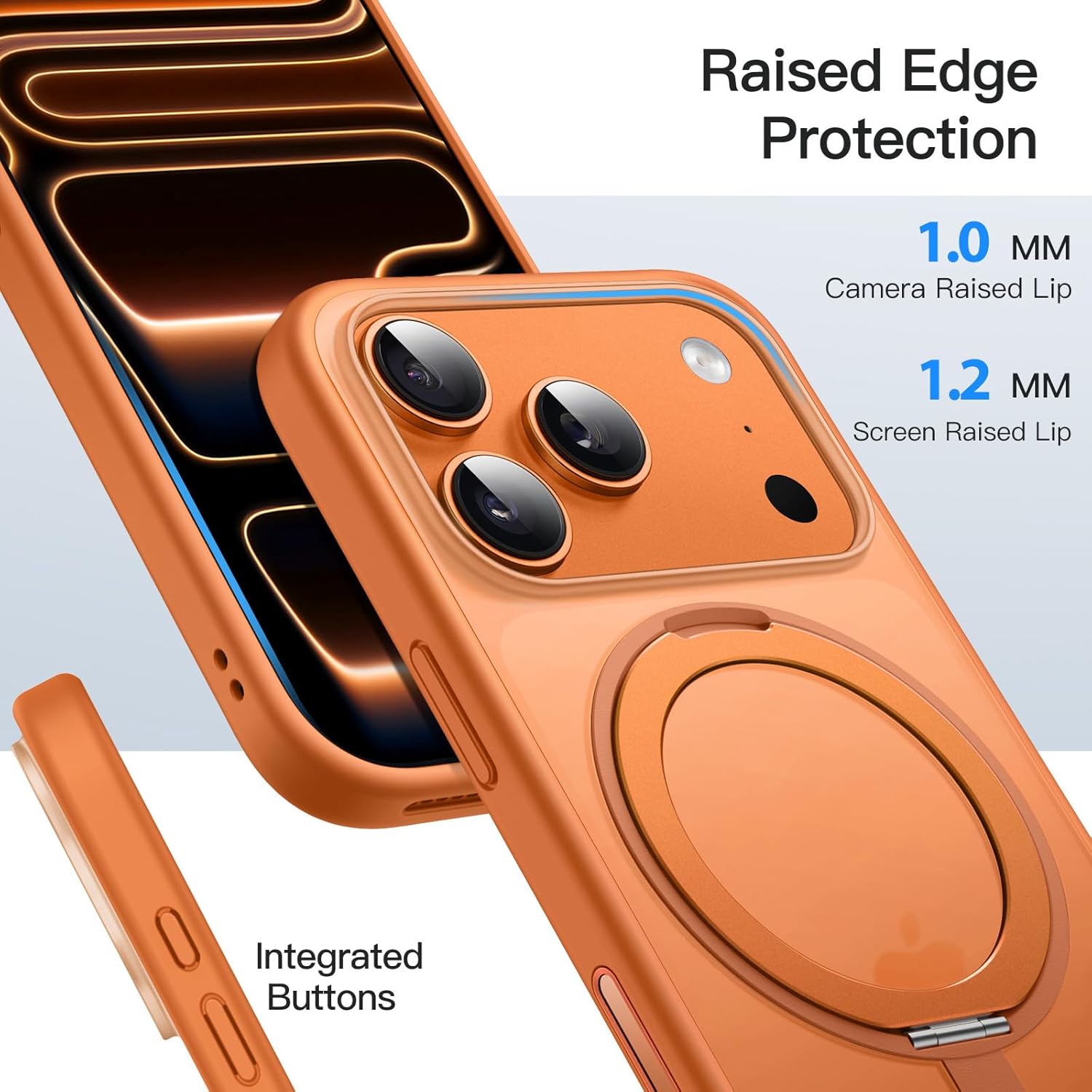 KST 360 Degree Rotatable Ring Case or iPhone 17 Pro Max 6.9-Inch with Camera Control Button, Compatible with MagSafe, Slim Shockproof Phone Cover with Stand & Ring Holder (Orange) 3 KST 360 Degree Rotatable Ring Case or iPhone 17 Pro Max 6.9-Inch with Camera Control Button, Compatible with MagSafe, Slim Shockproof Phone Cover with Stand & Ring Holder (Orange)